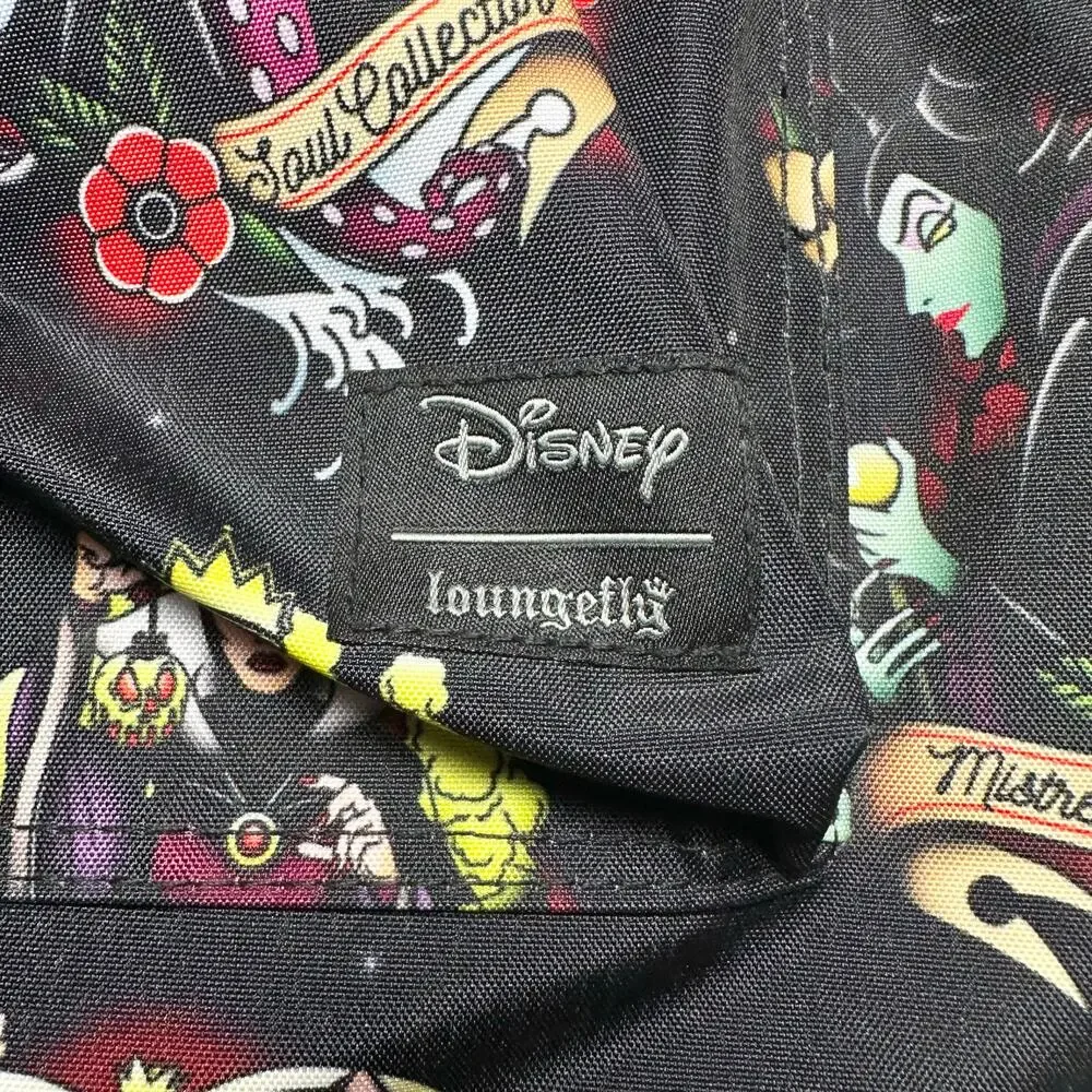 Disney x Loungefly | Unisex | Disney Villains Tattoo Art Black Backpack | OS